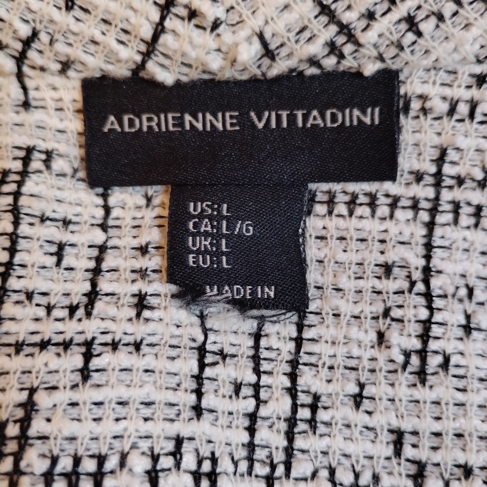 Adrienne Vittadini White and Black Tweed Open Front Jacket - Picture 3 of 4